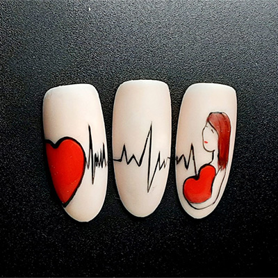 unghie per san valentino cuore