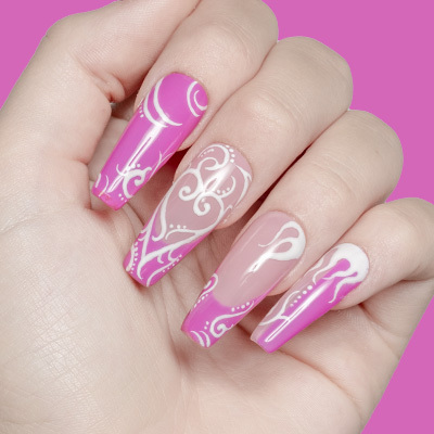 nail art rosa su unghie a ballerina