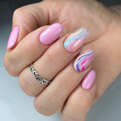 nail art rosa pastello